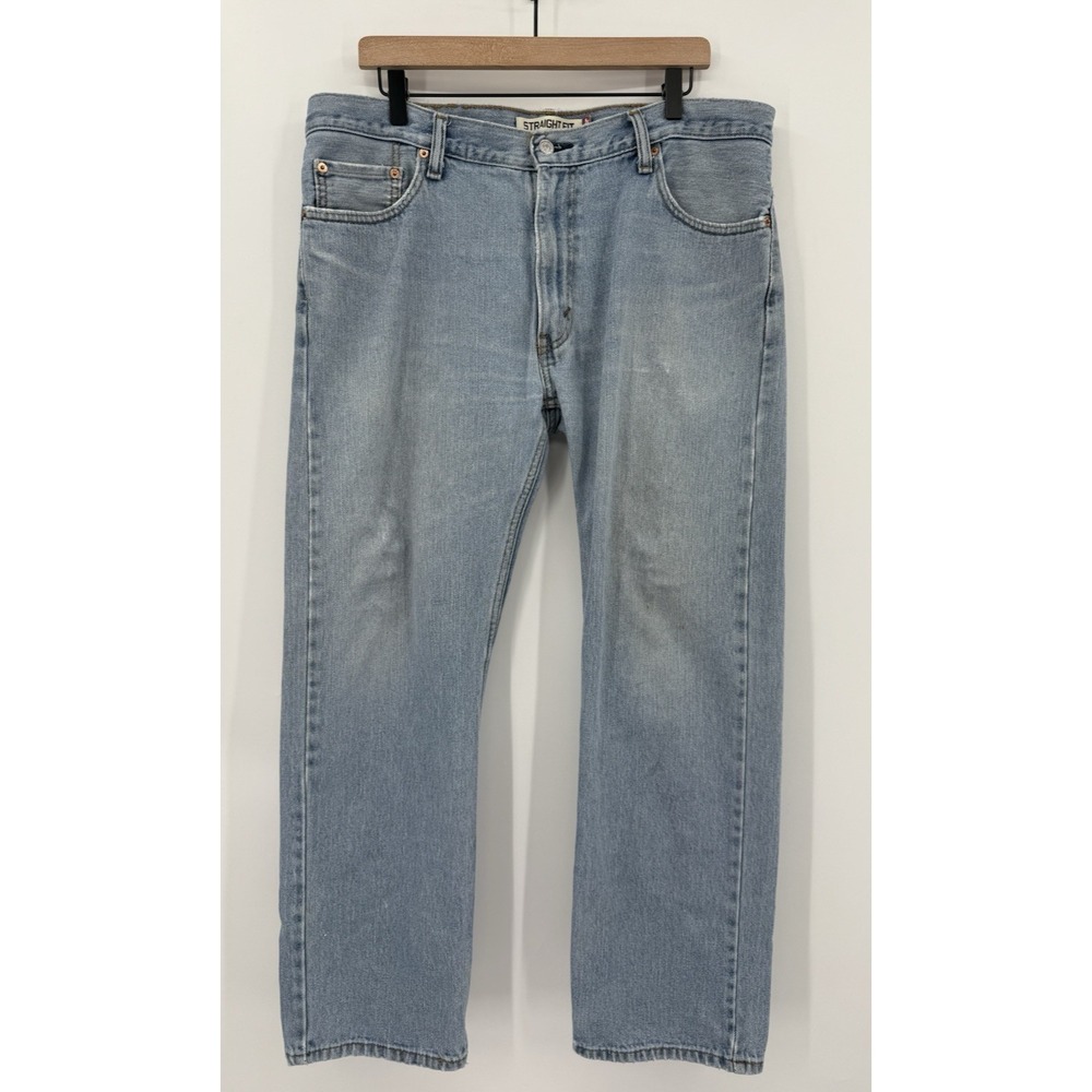 Levis 505 Jeans Mens 36x30 Blue Straight Leg Light Wash Denim Pants‎
